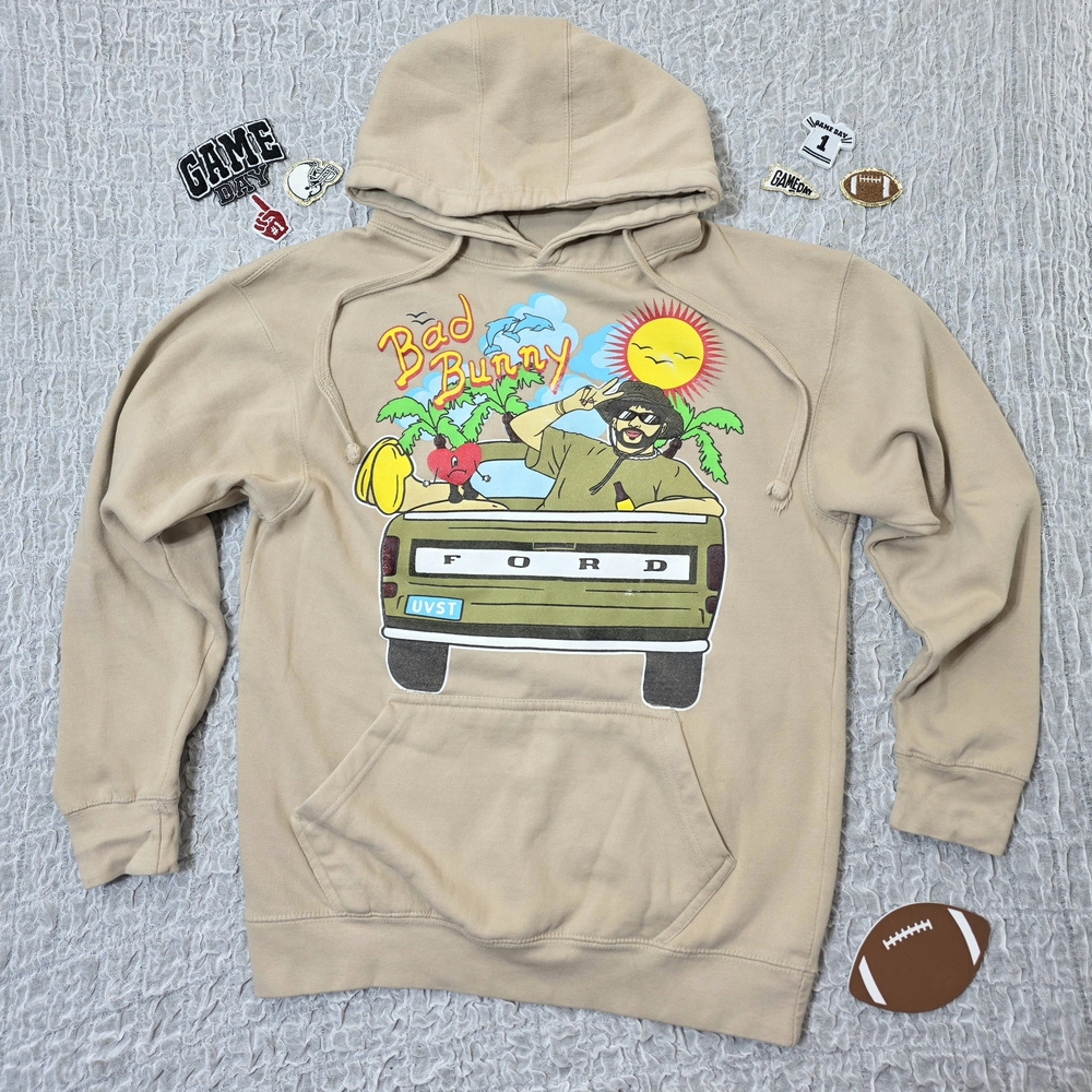 Bad Bunny Ford Tan Graphic Hoodie NFL
